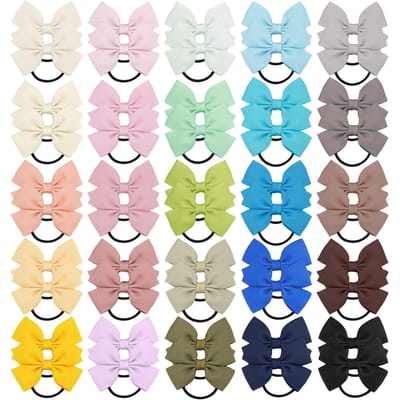 20/40/50 stuks 2  Grosgrain Lint Varkensstaart Haarstrikken Elastische Haarbandjes Haarbanden Houders Haaraccessoires voor Baby Meisjes Baby's blue