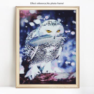 Diamantmozaïek Volledige lay-out Uil Diamantschilderij Ronde stenen Dieren Diamantborduurwerk Afbeeldingen 20X30 gray
