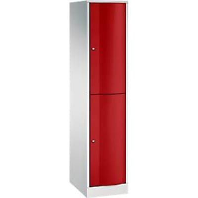 C+P Garderobekast Resisto, 1 afdeling, 2 vakken, B 396 x D 540 x H 1950 mm, lichtgrijs/robijnrood