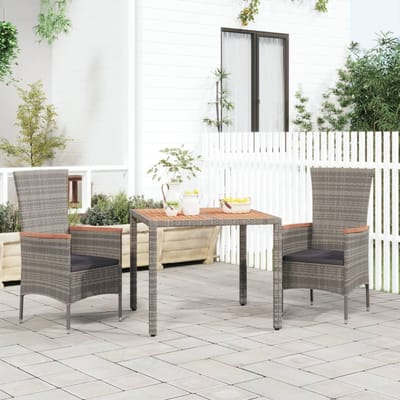 vidaXL - Tuintafel - met - houten - blad - poly - ratten - en - acaciahout - grijs
