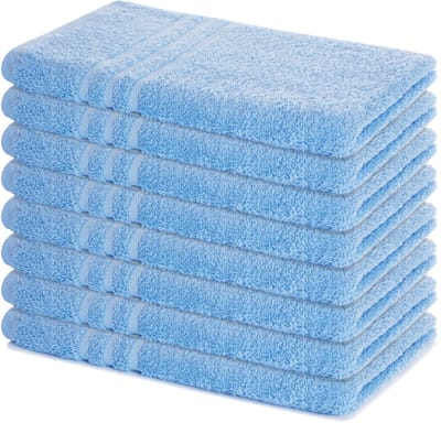 Lavea® Set van 8 Handdoeken 50x100 cm, 100% Katoen – Zacht en Absorberend – Perfect als Handdoek voor Thuis en Hotel – Dolfijnblauw