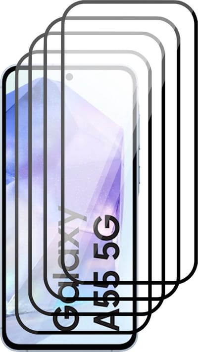 Screenprotector geschikt voor Samsung Galaxy A55 - 4x Volledig Dekkend Glas Screen Protector