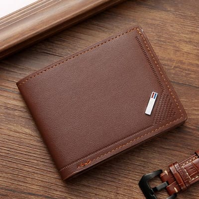 Portefeuilles pliables pour hommes, porte-monnaie minces pour pièces de monnaie, porte-monnaie pour affaires, porte-cartes d'identité, sacs de protection vintage marron