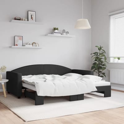vidaXL - Slaapbank - met - onderschuifbed - 90x190 - cm - stof - zwart