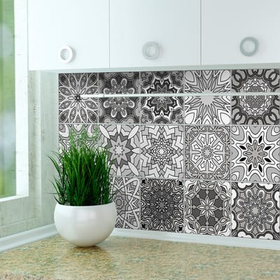 Zelfklevende muurtegelstickers voor keuken en badkamer - 15 Cardiff cementtegelstickers - 15 stickers van 15x15 cm