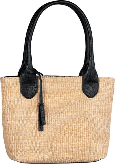 Dames Shopper Tas Zwart Middelgroot met Ritssluiting