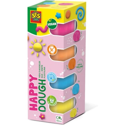 SES Creative - Feel Good Klei - Happy (4x90g) - Vegan en Glutenvrij - Herbruikbaar - Uitwasbaar - Vanaf 1 jaar