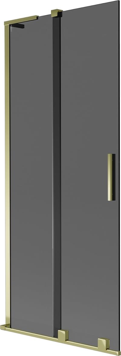 Mexen Velar L badwand-scherm 2-delige schuifdeur 80 x 150 , grafiet, goud - 896-080-003-41-50