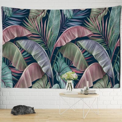 Tropische Plant Wandtapijt Muurhanger Meisje Psychedelische Hekserij Natuurlijk Bohemien Hippie Slaapkamer Huisdecoratie 95x70cm