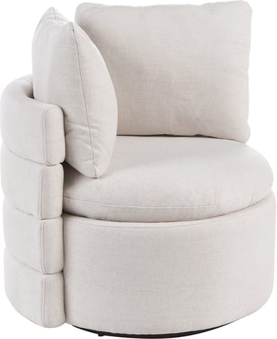 RANDERS - Draaifauteuil - Gebroken wit - Polyester