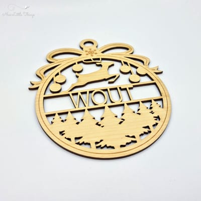 [Nice Little Things] - Maxi Kerst Ornament - Met naam - Esdoorn - Rendier