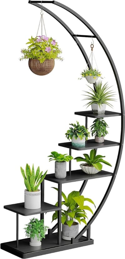 DailySupplies® Plantentafel - Plantenrek Buiten - Plantensteun - Plantenstandaard - Zwart