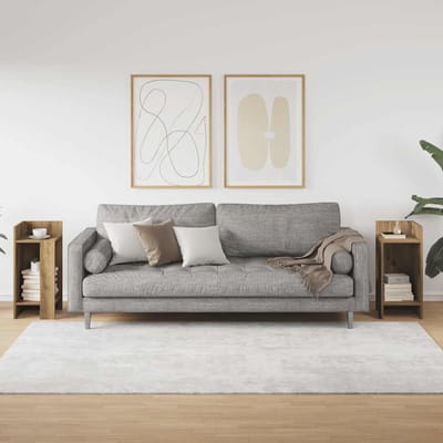 vidaXL - Bijzettafels - 2 - st - met - plank - 25,5x27x60 - cm - artisanaal - eikenkleur