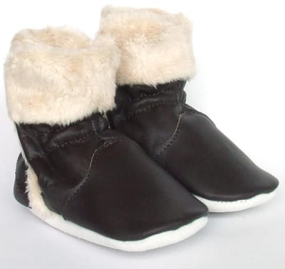 Aapie leren babyslofjes Eskimo Brown - laarsjes - bruin - gevoerd - maat XS
