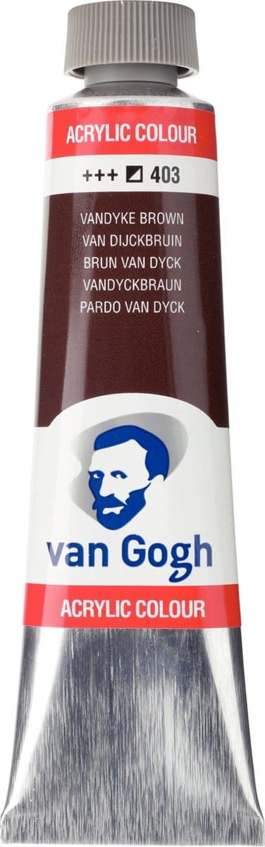 Van Gogh Acrylverf Bruin - Acrylpaint - 403 Van Dijckbruin - Acrylic Verf Paint - Acrylaatverf - Bruine Hobbyverf - Watergedragen Verf - Sneldrogende Pigmentrijke Verf - 40ml