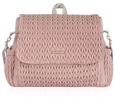 Convertible Luier Rugzak en Tas in Roze Polyester met Klassieke Stijl