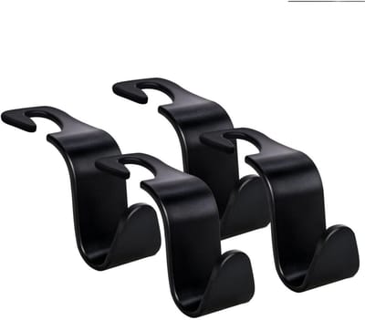 Daity 4-pack - Autostoel hanger - universele autostoelhoofdsteunhaken voor tassen - jassen - paraplu's - boodschappentassen - handtassen en meer accessoires (zwart)