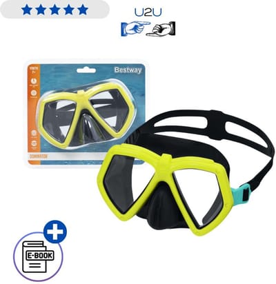Bestway Zwemmasker 22040 Geel - Swimming Goggles Mask Met Polycarbonaat Lens UV Bescherming Siliconen Band Universele Pasvorm Voor Kinderen Vanaf 7 Jaar Met Ebook