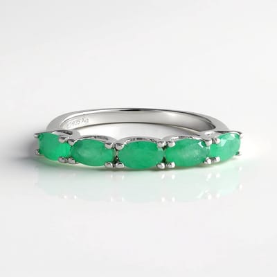Cavill - Zilveren ring met 5 ovale Socoto smaragden 1 017 ct - 925 Sterling zilver gerhodineerd - Elegante Braziliaanse smaragd ring dames sieraden
