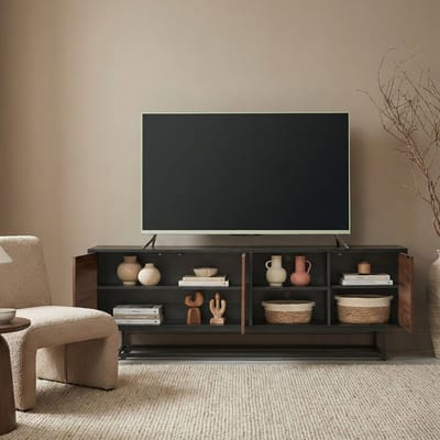 Commode Boxholm 160x30x57 cm zwart en walnootkleurig [en.casa]