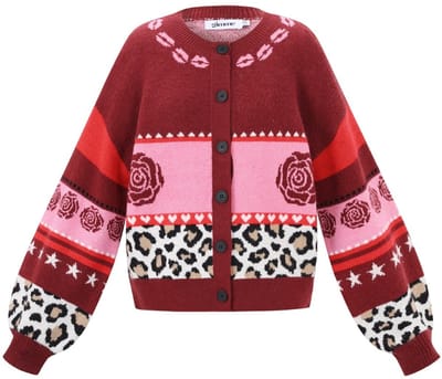 Dames gebreide cardigan met bloemenprint - zachte polyester trui voor herfst en winter