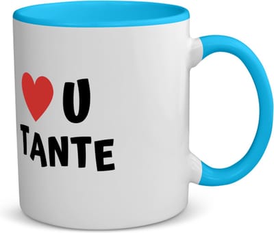 Akyol - love u tante koffiemok - theemok - blauw - Tante - de liefste tante - verjaardag - cadeautje voor tante - tante artikelen - kado - geschenk - 350 ML inhoud