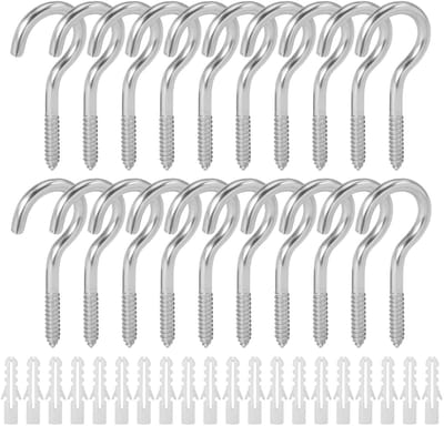 Dailygoods- Haakschroeven 20 Stuks - Roestvrij Staal - Zelftappende Schroefhaken - Schroefogen - Flexibel Gebruik - Geschikt voor Thuis en Tuin