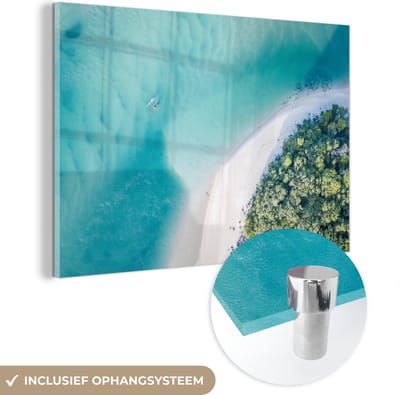 MuchoWow® Glasschilderij 120x80 cm - Schilderij acrylglas - Zee - Zon - Australië - Foto op glas - Muurdecoratie woonkamer - Wanddecoratie slaapkamer - Schilderijen
