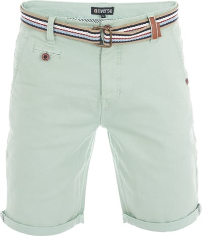 riverso Heren Short RIVKlaas regular/straight Groen W 44 Volwassenen Stretch Zomershorts met Riem & Omslag
