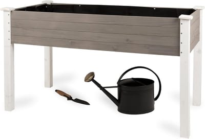 SAVI® Moestuinbak Op Poten – Kweektafel – Kweekbak - Bloembak – Grijs/Wit - 63cm x 124cm x 75cm