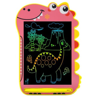 Tablette d'écriture LCD dinosaure de 8,5 pouces, planche à dessin pour enfants, graffiti, bloc-notes, jouets, écriture manuscrite, tableau noir, planche à dessin magique rose