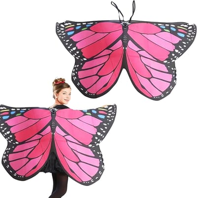 Schitterend Kinder Kostuum met Vlinder Cloak en Vleugels voor Carnaval, Halloween en Feestjes - 145 * 70cm - Roze