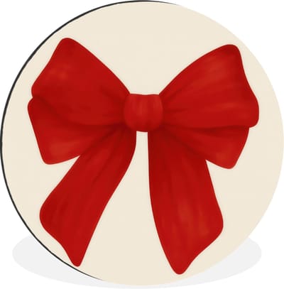 WallCircle - Wandcirkel - Muurcirkel - Strik - Symmetrisch - Rood - Lint - Aluminium - Dibond - 30x30 cm - Binnen en Buiten