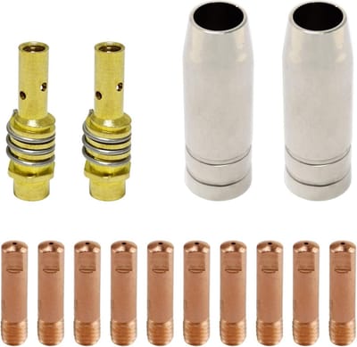 Complete set van lasaccessoires voor MIG/MAG lasbranders - 14 onderdelen inclusief gas- en spuitmondstukken en flow nozzles 0,8 mm