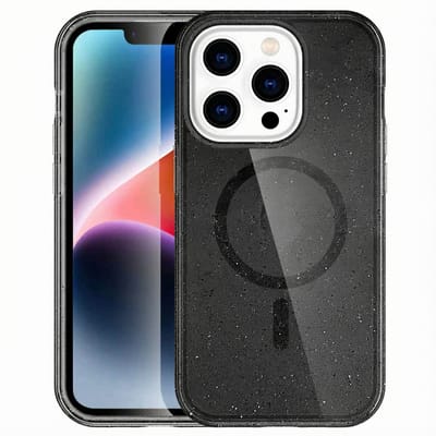 imoshion Hoesje - Geschikt voor Apple iPhone 14 Pro Max - Sparkle Backcover geschikt voor MagSafe - Glitter Zwart