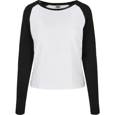Urban Classics - Contrast Raglan Longsleeve top - XS - Wit/Zwart
