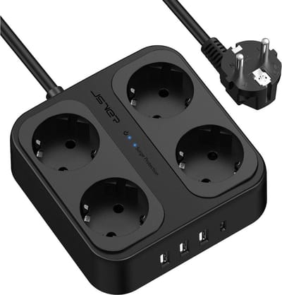 ApexArte® Stekkerdoos met USB - Verdeelstekker - Stopcontact Splitter - Zwart
