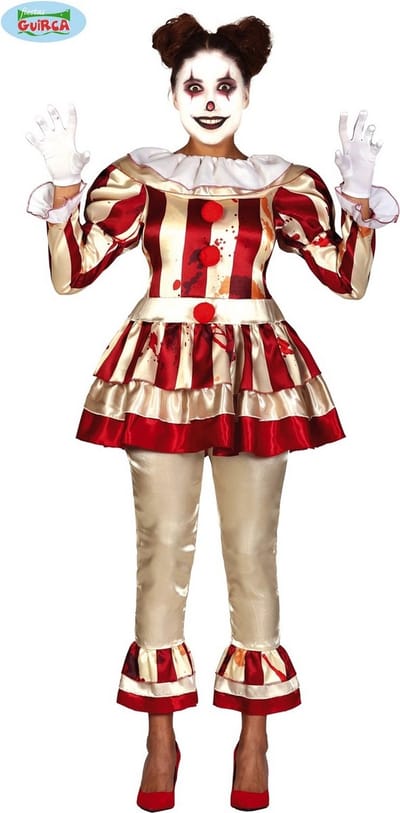 Fiestas Guirca - Striped Killer Clown dames (maat M)