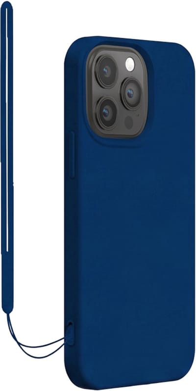 Bigben Connected, Hoesje geschikt voor iPhone 14 Pro - Siliconen met Bijpassend Polskoord, Marineblauw