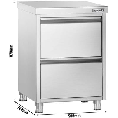 GGM Gastro Schubladenschrank PREMIUM mit 2 Schubladen - 500x700mm Zilver