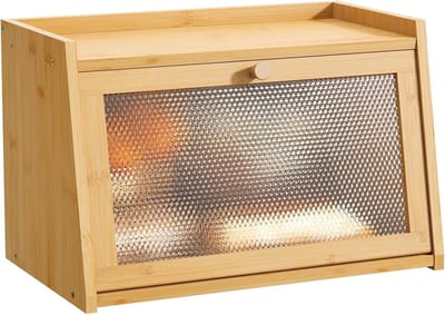 Broodtrommel - Broodkist Keuken - Brood Vers Houden - Met Ventilatievenster - 41.9 x 24.9 x 26.9 cm - Natuurlijk