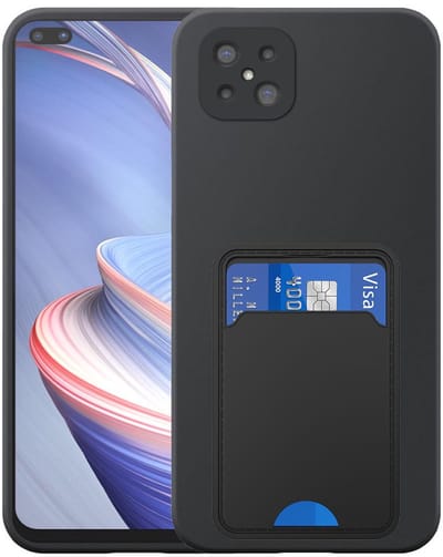 Geschikt voor Oppo A92s / Reno 4Z 5G Telefoonhoesje met TPU Pasjeshouder - Flexible Back Cover Case Siliconen TPU with Cardslot - Zwart - Smartphonica geschikt voor Oppo A92s;Oppo Reno4 Z 5G