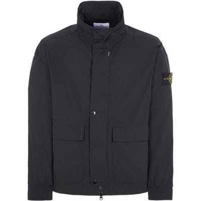 Stone Island Lente/Zomer 24 Effen Kleur Mouw Logo Zak Opstaande Kraag Ritssluiting Jas Heren Jas Zwart 801541626-V0029 XXL black