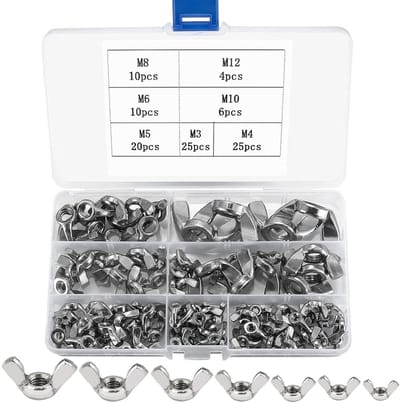 NTHProducts - Wing Nuts - M3 M4 M5 M6 M8 M10 M12 - Handmatig te gebruiken - Zilver - Bevestigingsmateriaal - Voor DIY en Elektronica