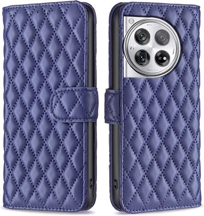 BINFEN Hoesje - Geschikt voor OnePlus 12 Hoesje - BINFEN Rhombus Book Case - Blauw