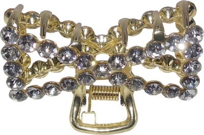 Haarklem met strass strik-vorm goudkleur