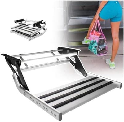 Vouwbare RV Step - Caravan Trap - Veilige Toegang - Met LED-licht - 150 kg Belasting - Aluminium
