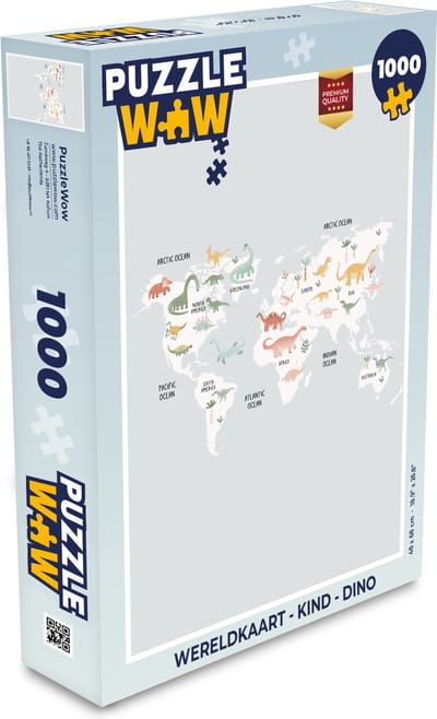 Puzzel Wereldkaart - Kind - Dino - Legpuzzel - Puzzel 1000 stukjes volwassenen