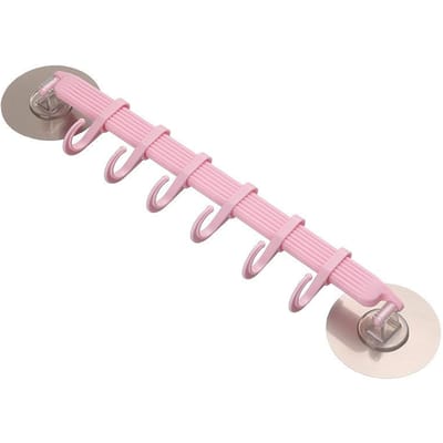 Organizer Haak Plastic Badkamer Zuignap Vacuüm Frame Handdoek Dubbel Verstelbaar Muur Gereedschap Planken Flexibel Kast Houder Hanger pink