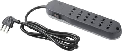 Thuys – Stekkerdoos – Met 6 Sleuven – Tweepas 10/16A – Bliksembeveiliging En 1,5m Kabel – 10A Stekker – Zwart